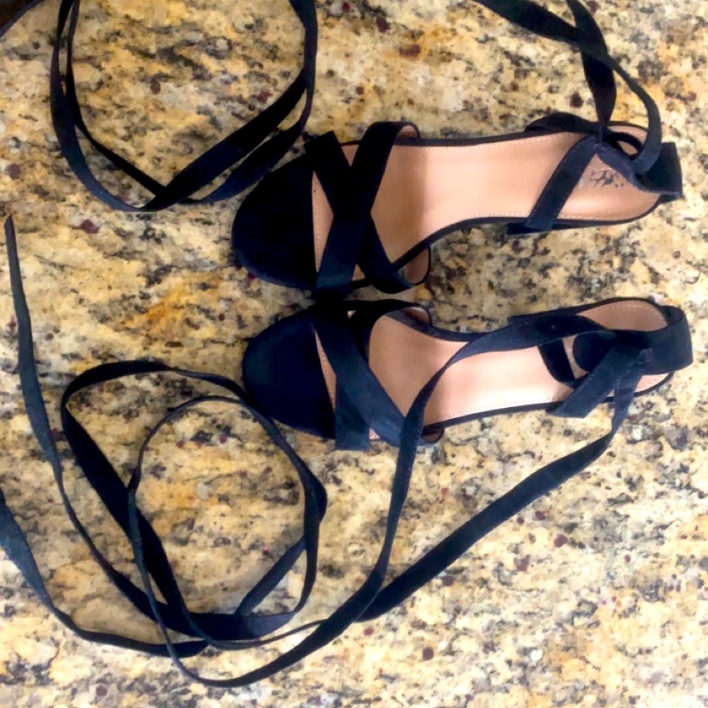Mossimo Black Lace-up Sandals Chunky Heel! Size 8!